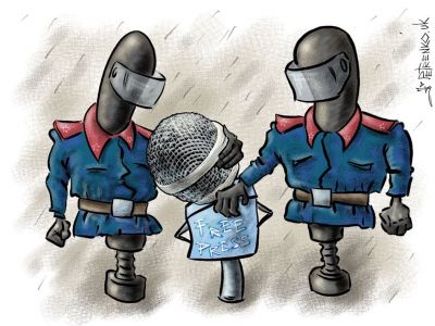 "Свобода СМИ" в РФ. Карикатура А.Петренко, http://petrenko.uk/ "Свобода СМИ" в РФ. Карикатура А.Петренко, http://petrenko.uk/